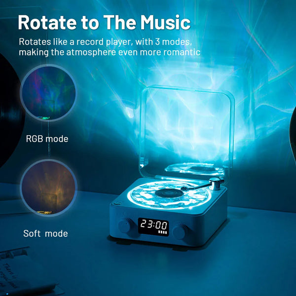 Wireless Bluetooth Turntable with RGB Projection & White Noise