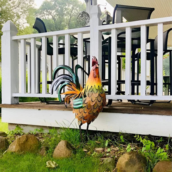 Garden Metal Iron Chicken Statue