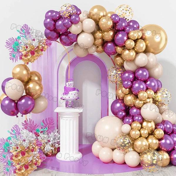 Metal Purple Balloons Garland Arch Kit