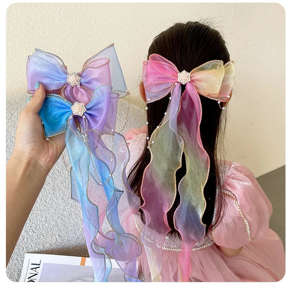 Cute Girls Ribbon Hair Clips