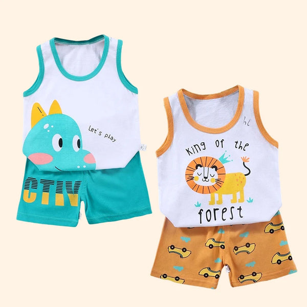 Children Summer Cotton Vest Suit