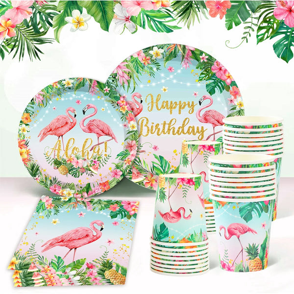 Flamingo Garland Disposable Tableware Set