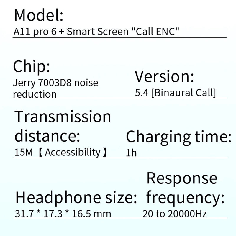 TWS Wireless Earbuds With LCD Touch  Screen