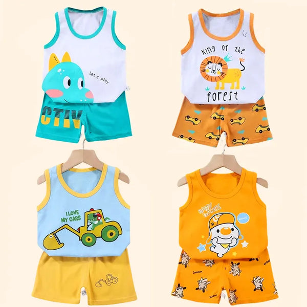 Children Summer Cotton Vest Suit